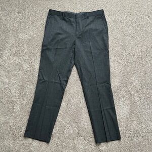 The Tie Bar Trim Fit Wool Pants in Charcoal Gray